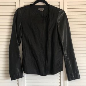 VINCE LEATHER AND LINEN JACKET